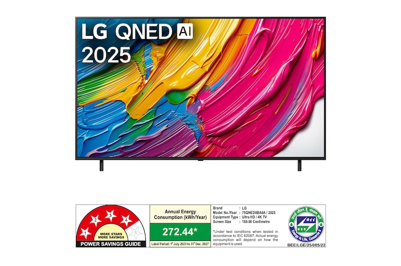 Rear view of LG QNED80 TV