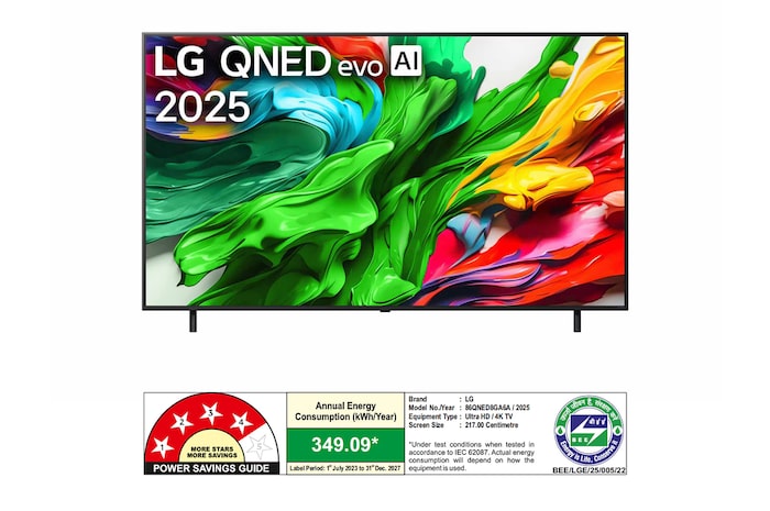 Rear view of LG QNED evo QNED85 TV