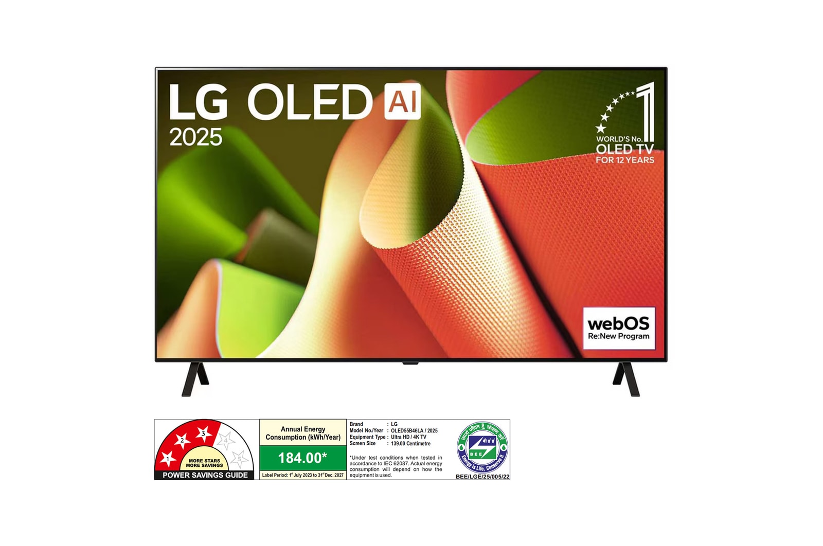 LG OLED55B46LA OLED front view