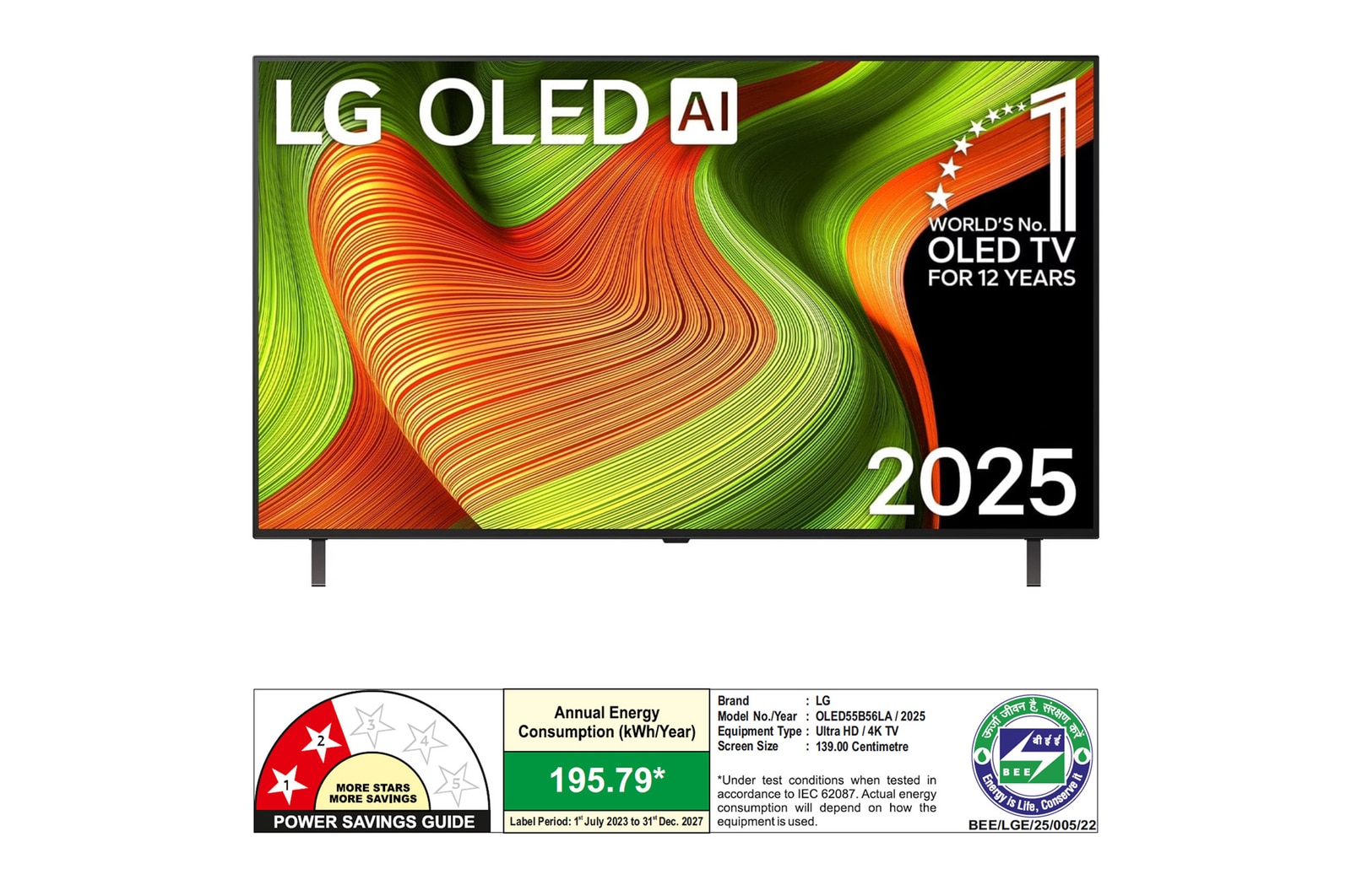Rear view of LG OLED AI B5 4K Smart TV.