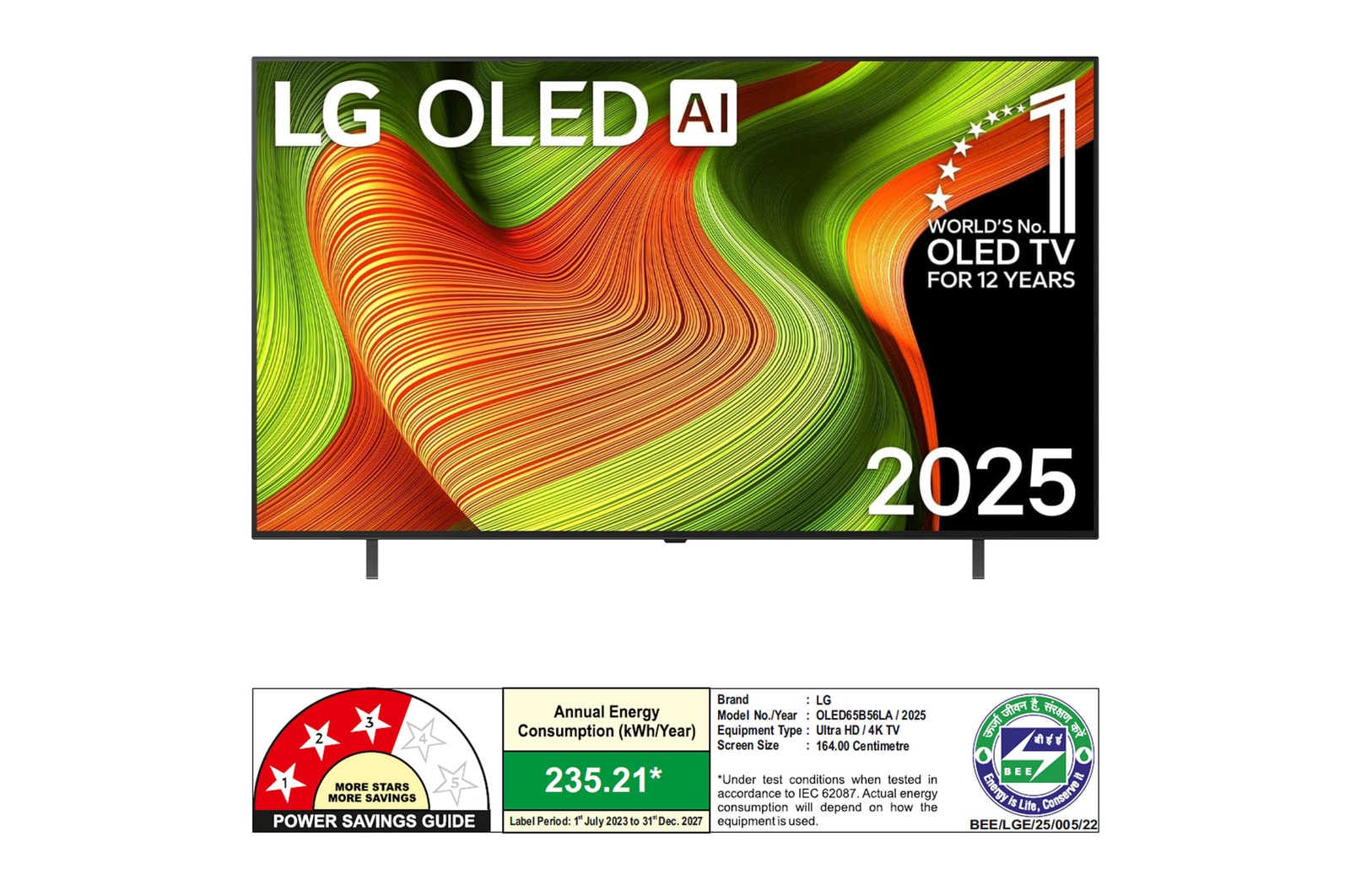 Rear view of LG OLED AI B5 4K Smart TV.