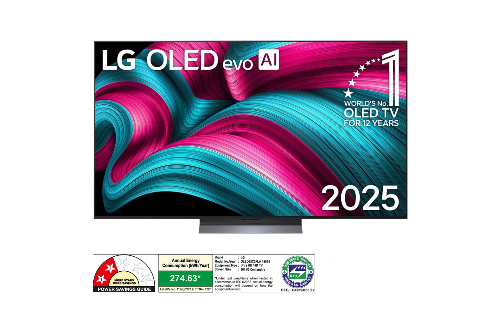 LG OLED65C5XLA OLED evo front view