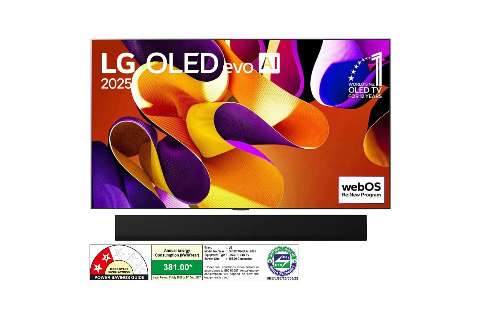 LG OLED77G46LA OLED front view