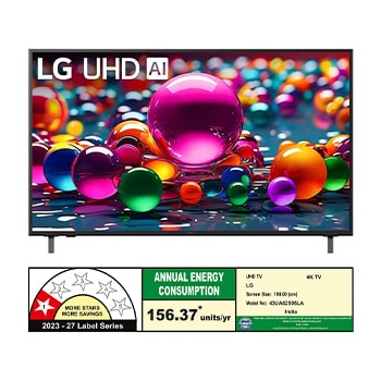Rear view of LG UHD UA75 TV. 