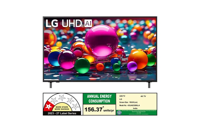 Rear view of LG UHD UA75 TV.