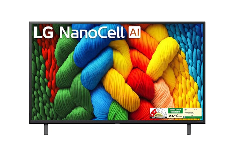 Front view of LG 164cm (65) NANO 83A Smart TV with α7 AI Processor 4K Gen8, Filmmaker Mode with Dolby Atmos 65NANO83A6A