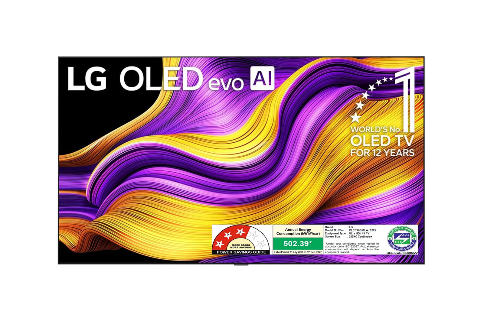 LG OLED97G56LA OLED evo front view