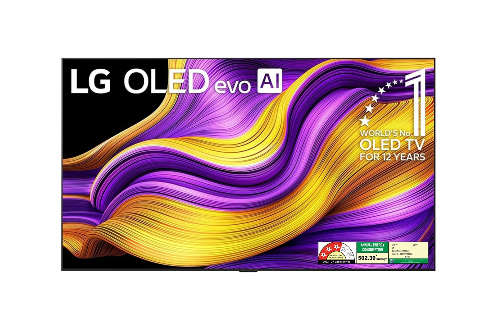 LG OLED97G56LA OLED evo front view