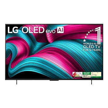 Front view of LG OLED evo AI 121cm (48) TV (C5), a9 Gen8 AI Processor 4K, VRR 144Hz Refresh Rate, Dolby Vision & Atmos OLED48C56LA
