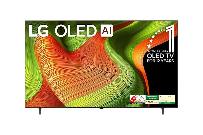 Front view of LG OLED AI 139cm (55) TV (B5), a8 Gen2 AI Processor 4K, 20W Audio Output, 120Hz Native Refresh Rate OLED55B56LA