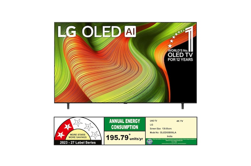 Rear view of LG OLED AI B5 4K Smart TV.