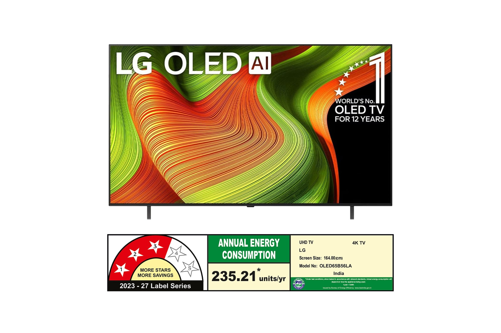 Rear view of LG OLED AI B5 4K Smart TV.