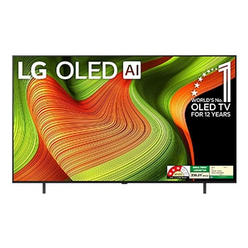 Front view of LG OLED 164cm (65) TV (B5), a8 Gen2 AI 4K Processor, 120Hz Native Refresh Rate, Dolby Vision & Atmos OLED65B56LA