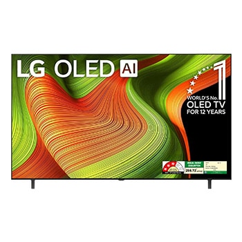 Front view of LG OLED 195cm (77) TV (B5), a8 Gen2 AI 4K Processor, 120Hz Native Refresh Rate, Dolby Vision & Atmos OLED77B56LA