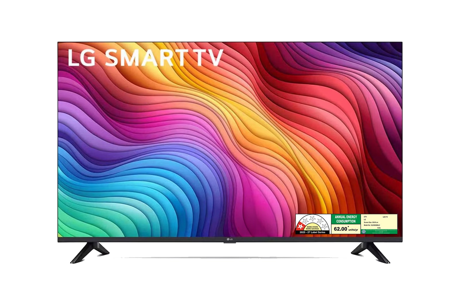 Front view of LG 80cm (32) Smart HD TV (LR605), alpha 5 AI Processor 4K Gen6, HDR10 Pro, HGiG Mode, Clear Voice Pro 32LR605B6LC