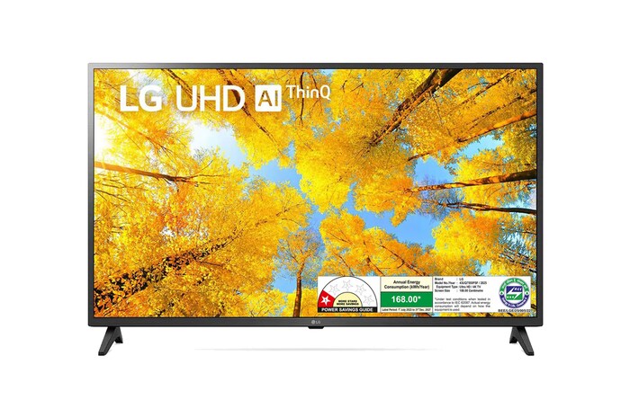 LG 43UQ7550PSF 4K UHD TVs front view