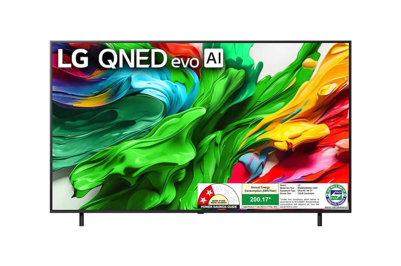 Front view of LG 139cm (55) 4K QNED 8XA MiniLED Smart TV with α8 AI Processor 4K Gen2, FILMMAKER MODE ™, AI Picture Pro with Dolby Vision & Atmos 55QNED8XA6A