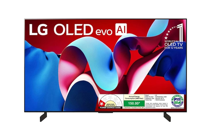 Front view of LG OLED AI 106cm (42) TV (C4), a9 Gen7 AI Processor 4K, AI Picture Pro OLED42C44LA