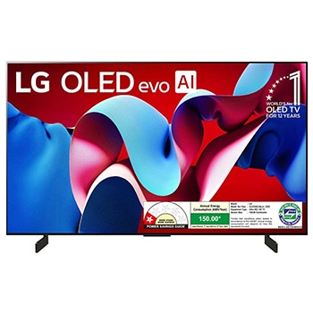 Front view of LG OLED AI 106cm (42) TV (C4), a9 Gen7 AI Processor 4K, AI Picture Pro OLED42C44LA
