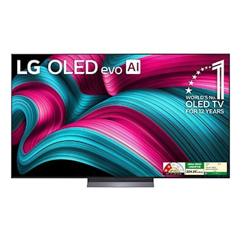 Front view of LG OLED evo 139cm (55) TV (C5X), α9 AI Processor 4K Gen8, VRR 144Hz Refresh Rate, Dolby Vision & Atmos OLED55C5XLA