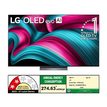 Slightly angled view of LG OLED evo AI C5 4K Smart TV.