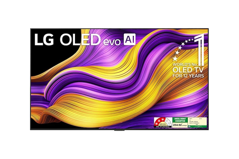 Front view of LG OLED evo AI 164cm (65) TV (G5), a11 Gen2 AI Processor 4K, VRR 165Hz Refresh Rate, Dolby Vision & Atmos OLED65G56LA