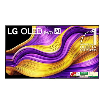 Front view of LG OLED evo AI 164cm (65) TV (G5), a11 Gen2 AI Processor 4K, VRR 165Hz Refresh Rate, Dolby Vision & Atmos OLED65G56LA