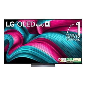 Front view of LG OLED evo 195cm (77) TV (C5), α9 AI Processor 4K Gen8, VRR 144Hz Refresh Rate, Dolby Vision & Atmos OLED77C56LA