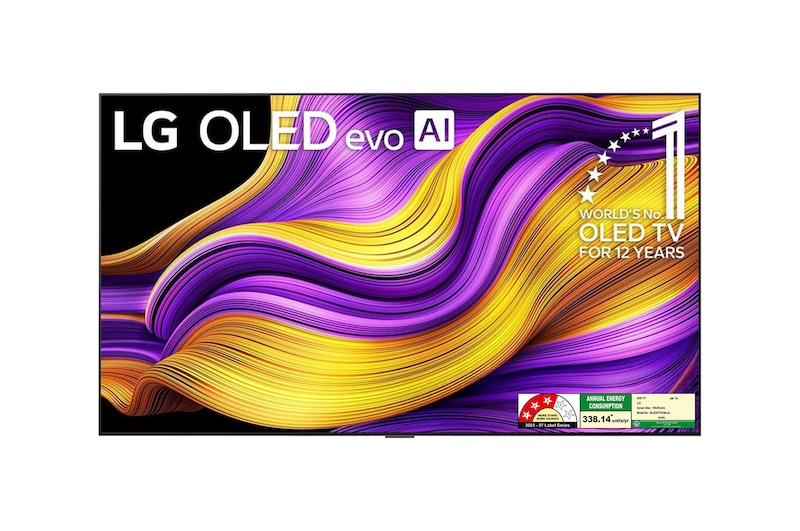 Front view of LG OLED evo AI 195cm (77) TV (G5), a11 Gen2 AI Processor 4K, VRR 165Hz Refresh Rate, Dolby Vision & Atmos OLED77G56LA