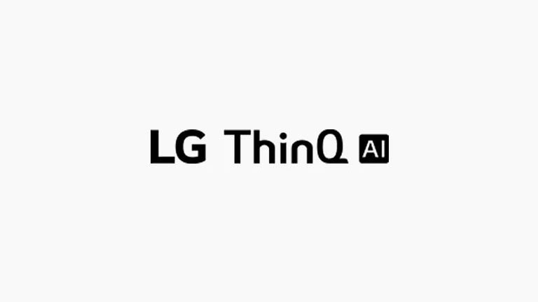 The LG ThinQ AI logo, the Google Assistant logo, and the Amazon Alexa logo are arranged vertically in the white background.