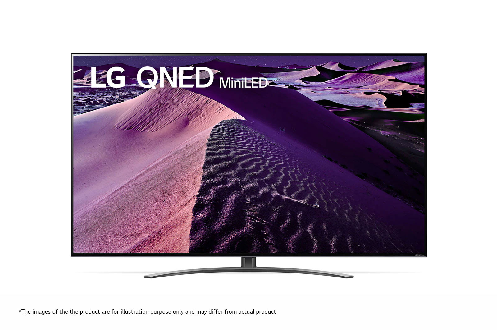 Front view of LG 189 cm (75) MiniLED QNED TV (QNED86) with α7 Gen5 AI Processor 4K, ThinQ AI, Dolby Vision 75QNED86SQA