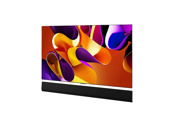 Left-facing side view of LG OLED evo TV, OLED G4 on the wall