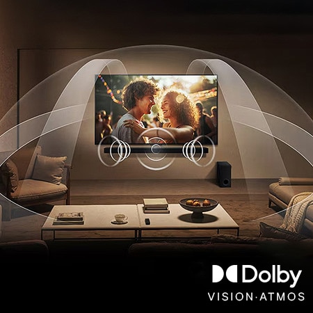 Sci-fi content is playing on an LG TV screen. On the screen is the Al Chatbot interface. The user messaged the chatbot saying that the screen is too dark. The chatbot offered solutions to the request. The whole scene is also split in two. One side is darker, the other side is brighter, showing how Al Chatbot solved the issue for the user automatically. Text explains Al Chatbot can understand user intent and provide solutions to troubleshoot.