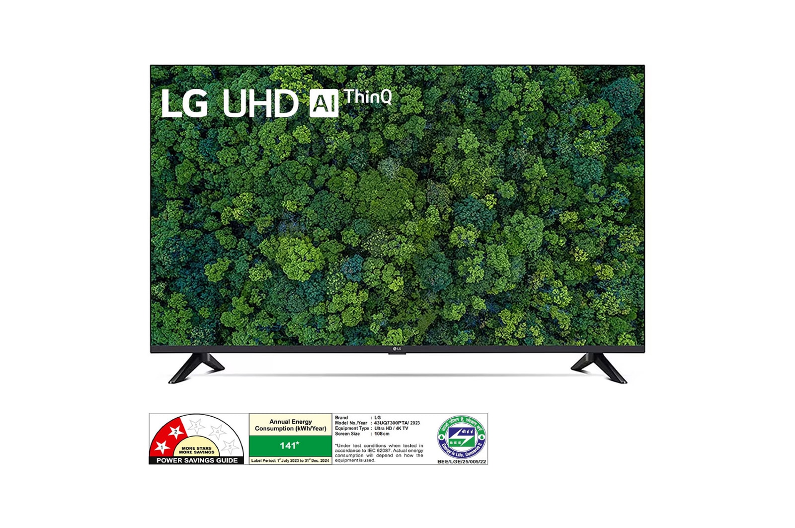 LG 43UQ7300PTA 4K UHD TVs front view