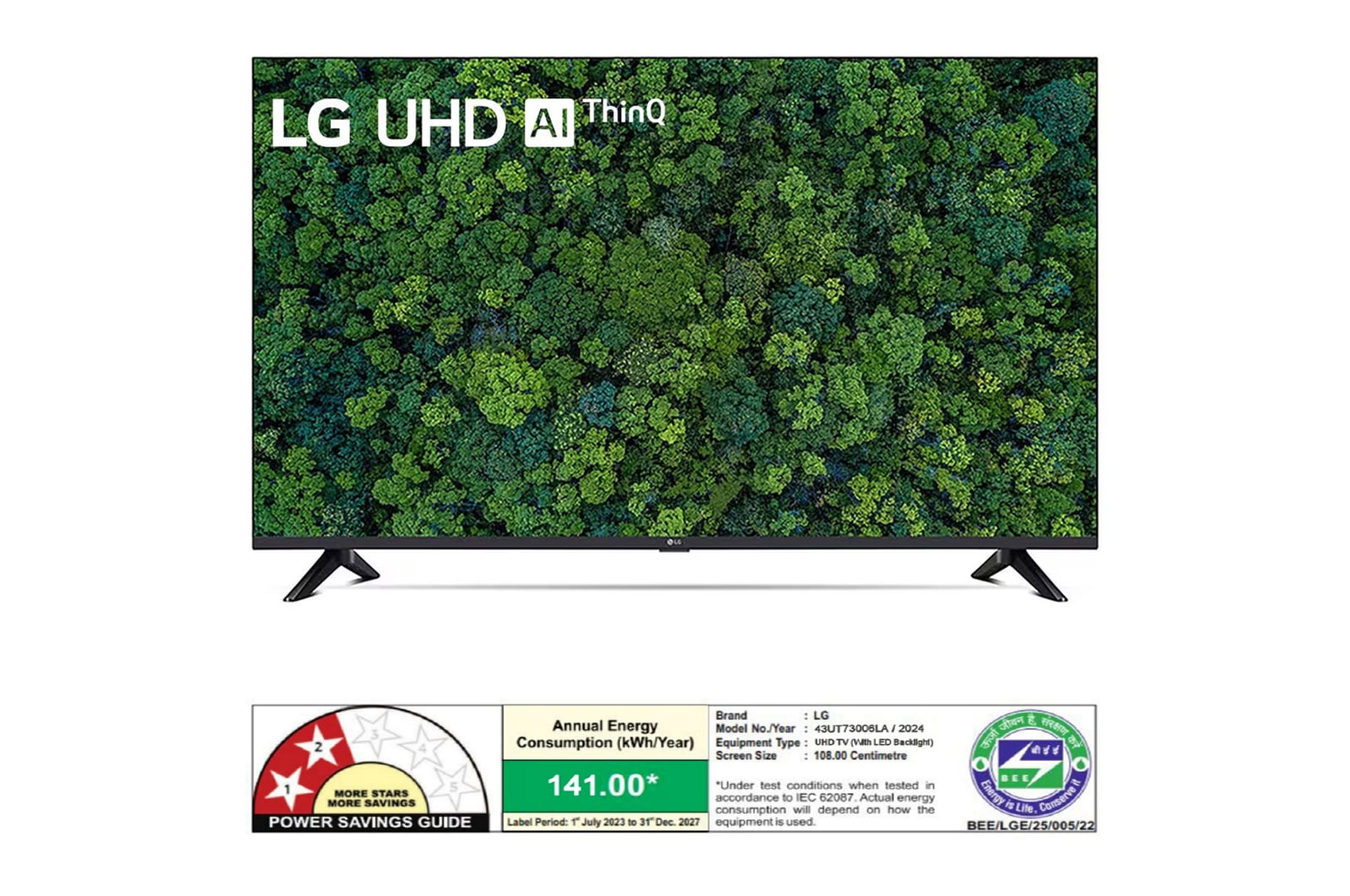 LG 108cm (43) UHD (UT7300) Smart TV with α5 AI Processor 4K Gen7, Game Optimizer & Dashboard with Filmmaker Mode 2025, 43UT73006LA