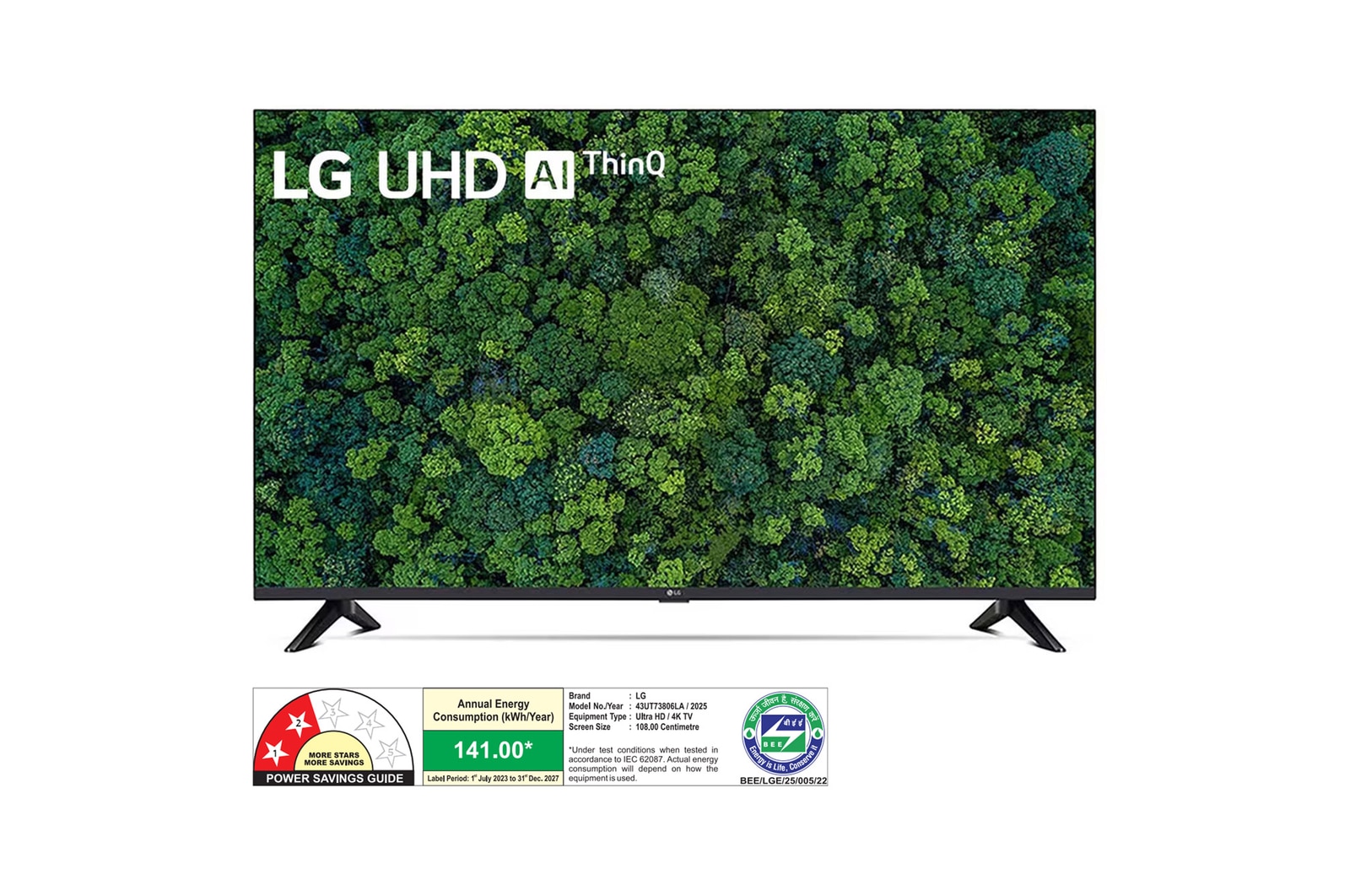 LG 43UT73806LA 4K UHD TVs front view