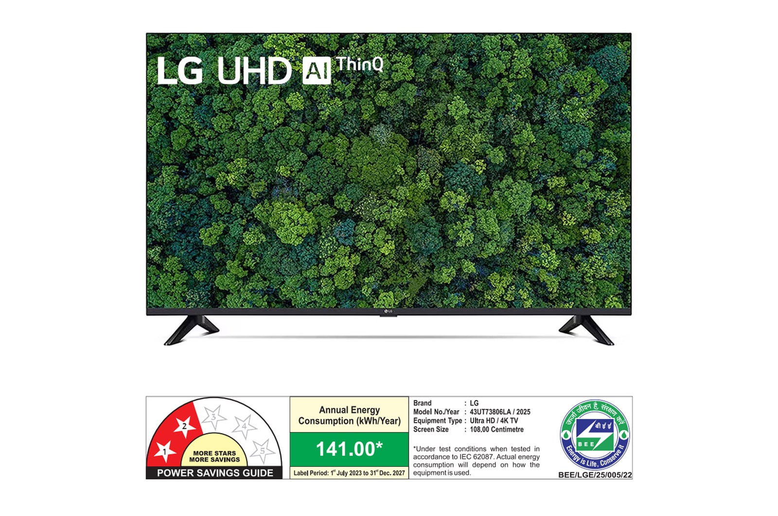 LG 108cm (43) UHD (UT7380) Smart TV with α5 AI Processor 4K Gen7, Game Optimizer & Dashboard with Filmmaker Mode 2025, 43UT73806LA