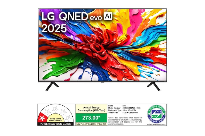 Rear view of LG QNED80 TV