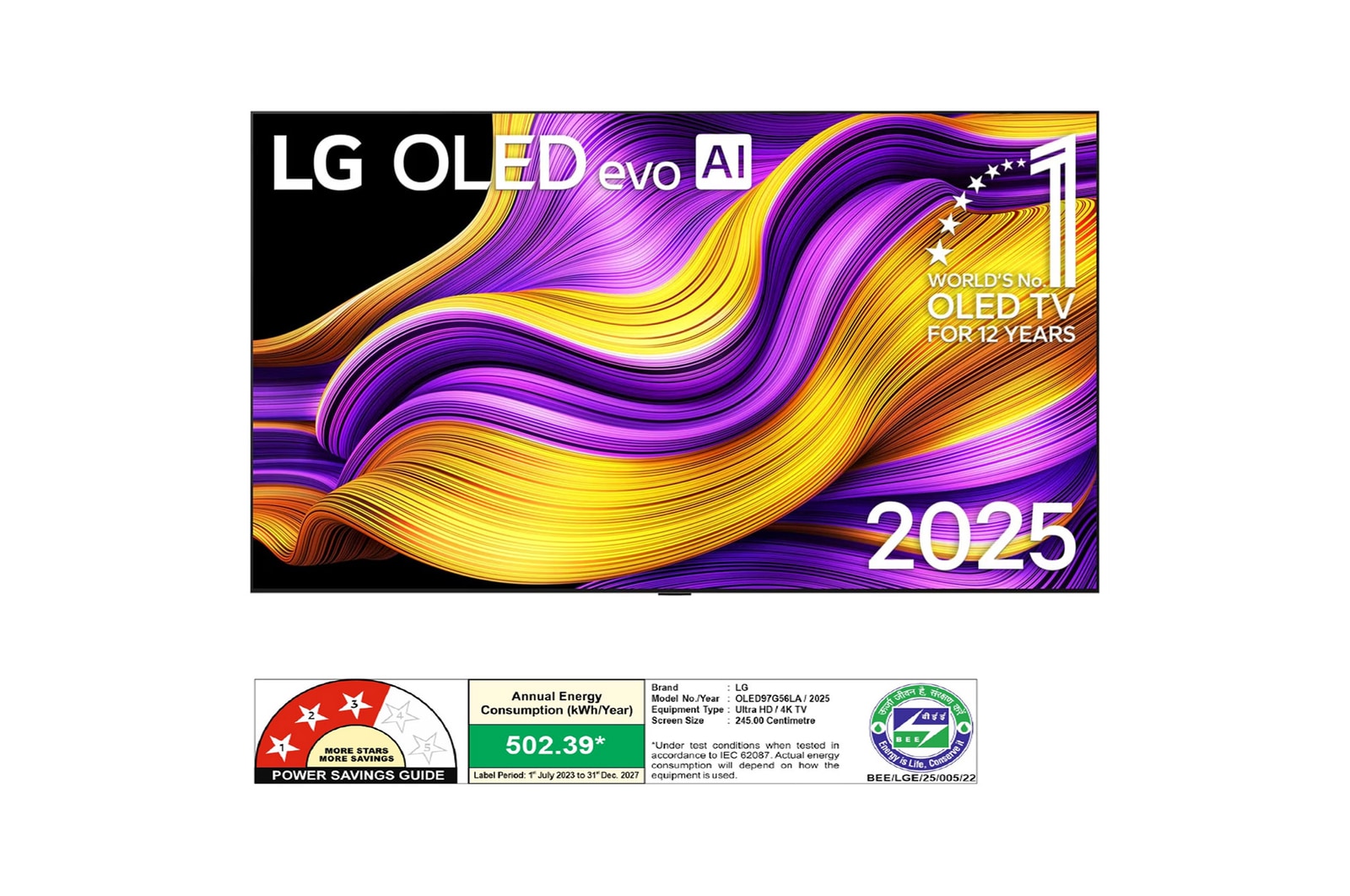 LG OLED97G56LA OLED evo front view