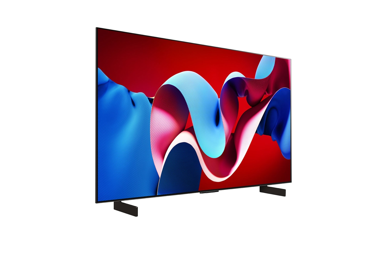 Slightly-angled right-facing side view of LG OLED evo TV, OLED C4