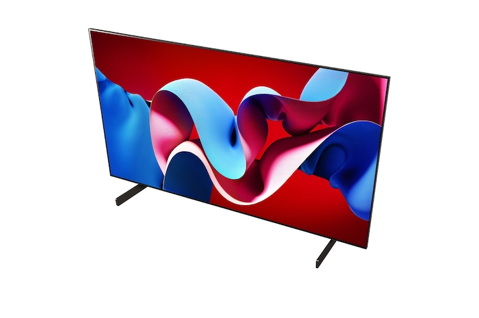 Angled view of LG OLED evo TV, OLED C4 from below