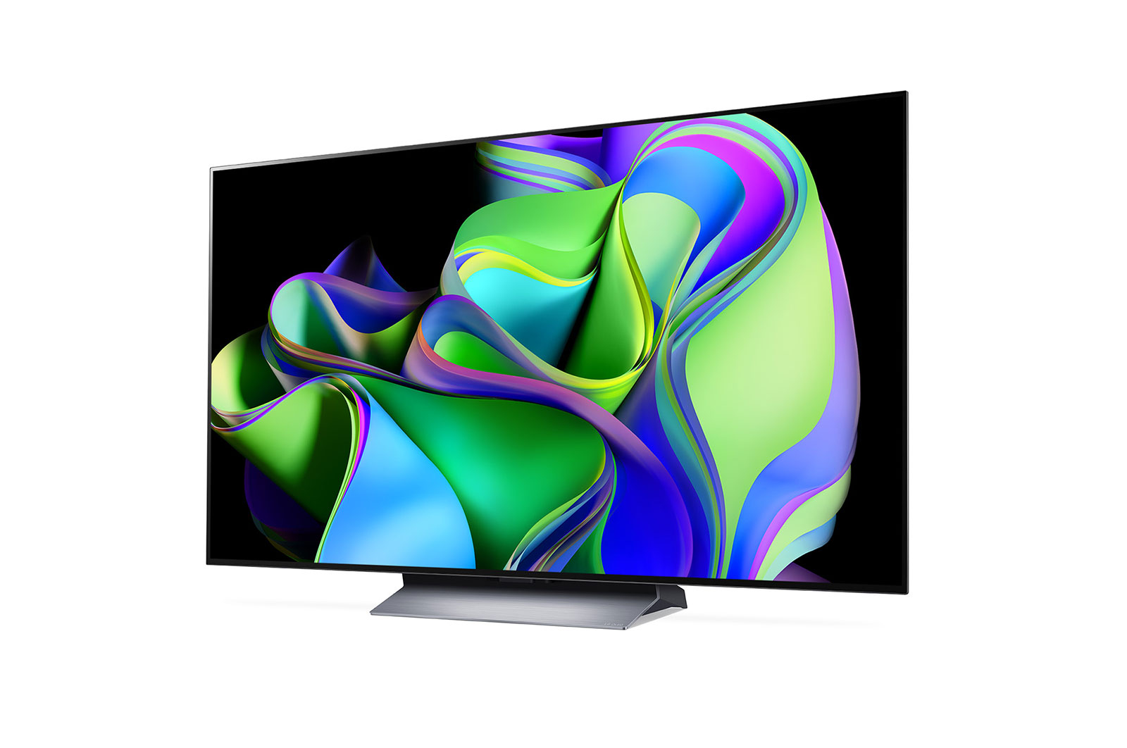 LG-OLED55C3PSA-Slightly-angled left-facing side view.
