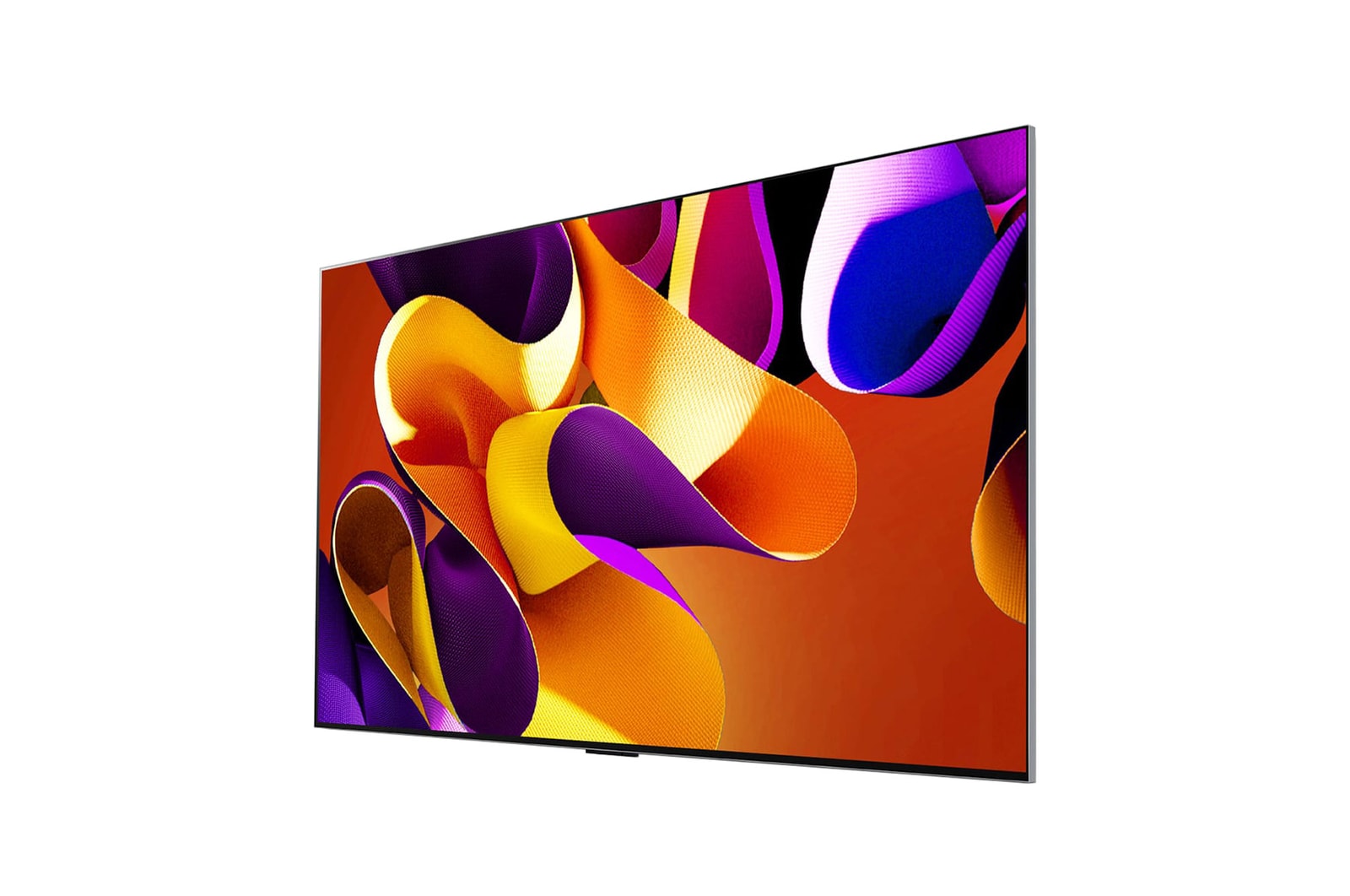 Left-facing side view of LG OLED evo TV, OLED G4 on the wall