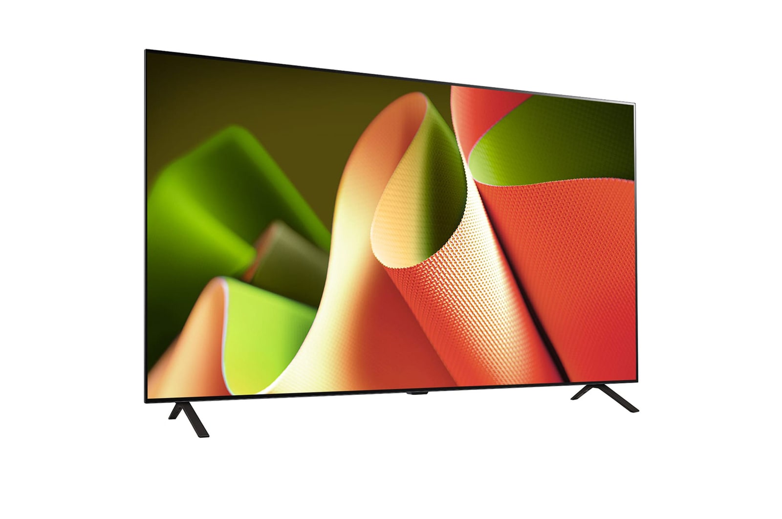 Slightly-angled right-facing side view of LG OLED TV, OLED B4