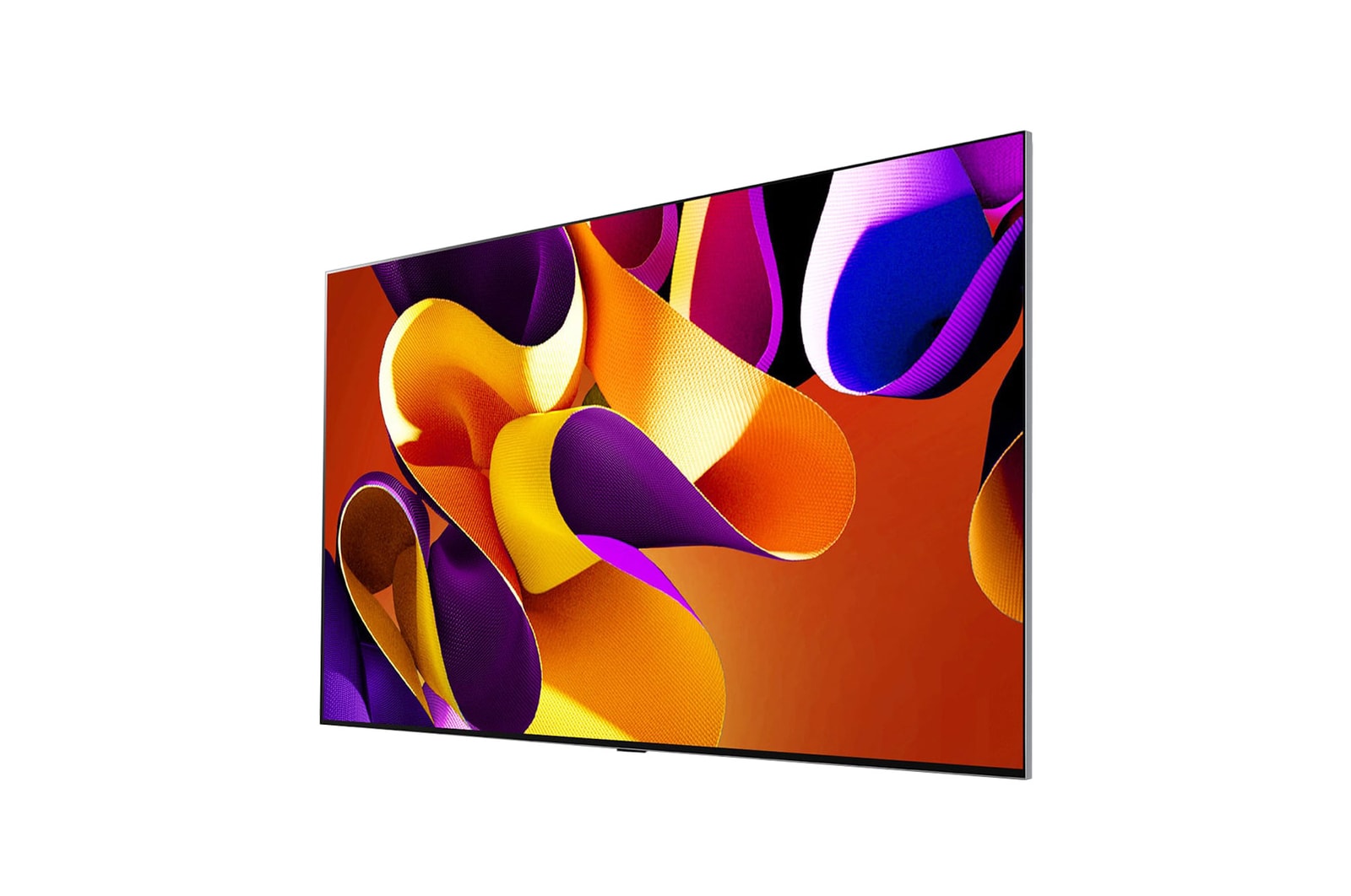 Left-facing side view of LG OLED evo TV, OLED G4 on the wall