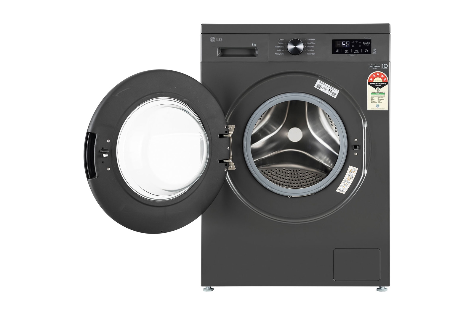 LG 8KG Front Load Washing Machine, Inverter Direct Drive, Middle Black, FHB1208Z2M