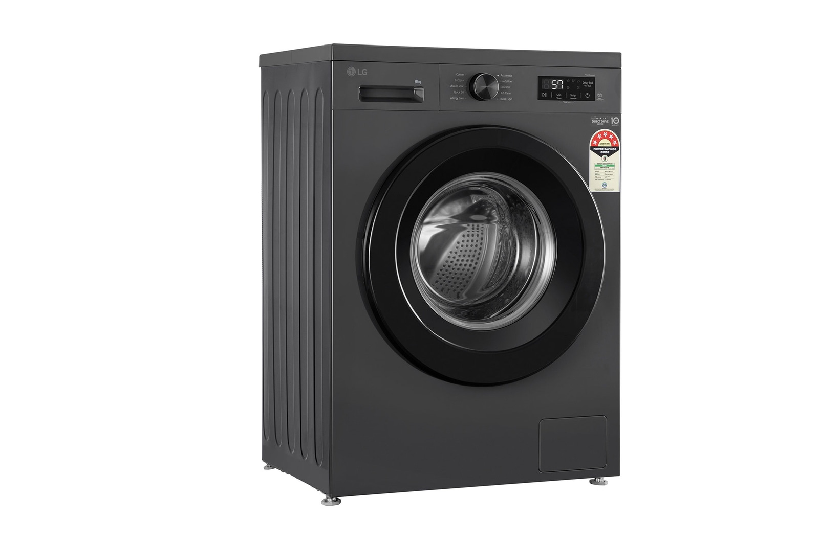 LG 8KG Front Load Washing Machine, Inverter Direct Drive, Middle Black, FHB1208Z2M