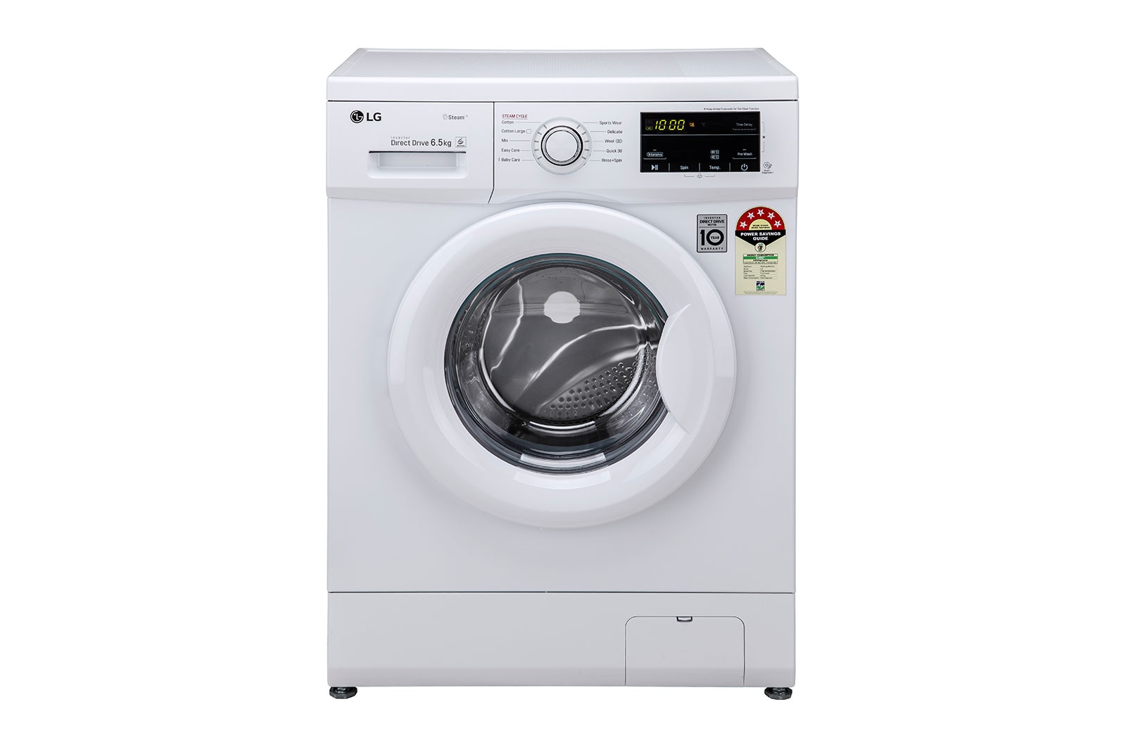 LG 6.5Kg Front Load Washing Machine, Inverter Direct Drive, White, FHM1065SDW