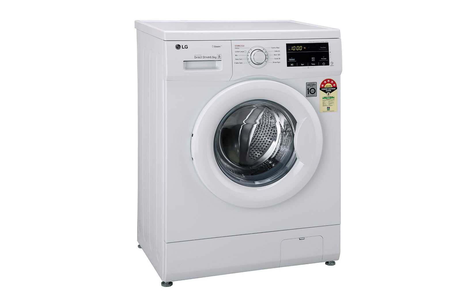 LG 6.5Kg Front Load Washing Machine, Inverter Direct Drive, White, FHM1065SDWB