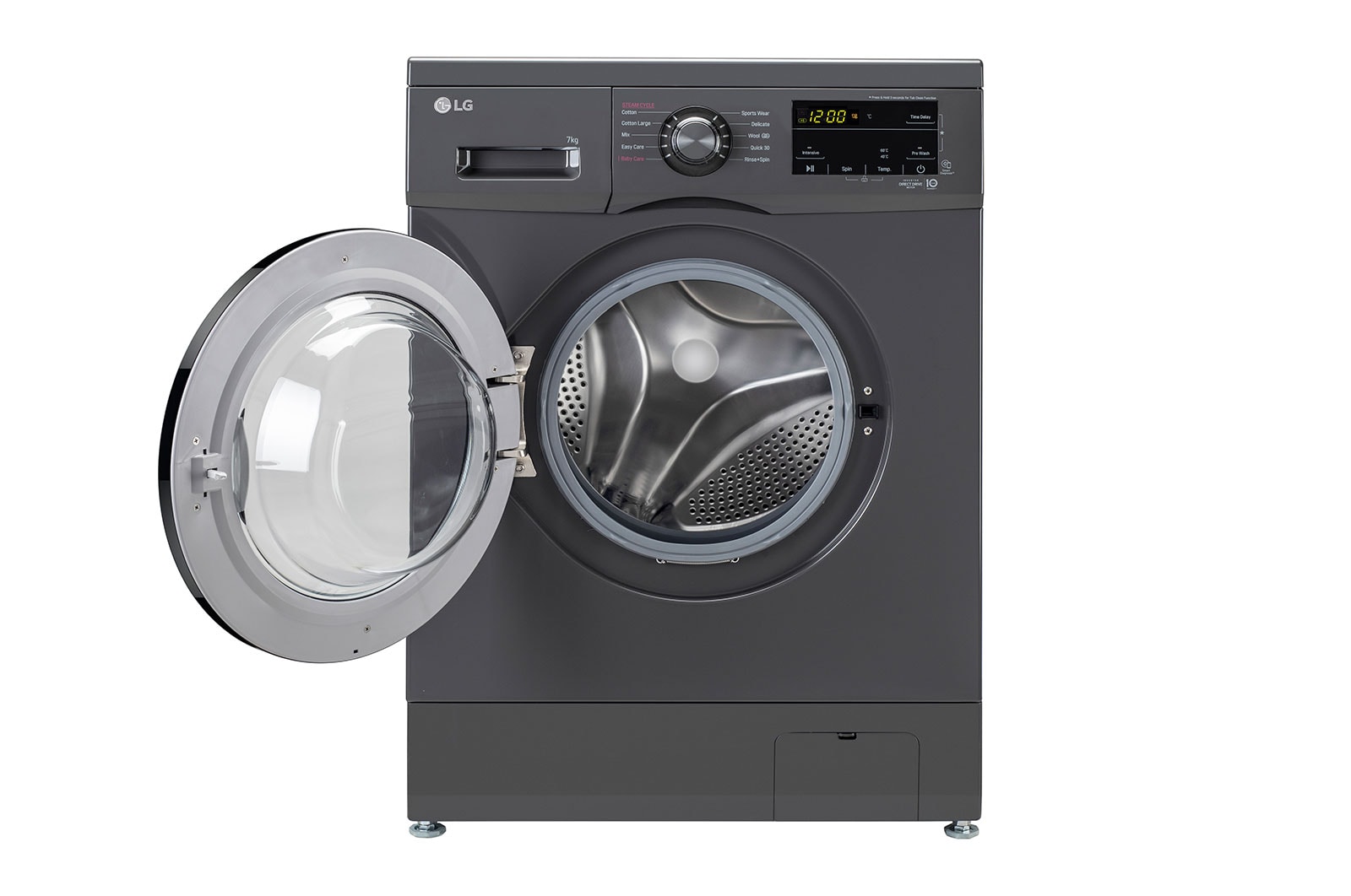 LG 7Kg Front Load Washing Machine, Inverter Direct Drive, Middle Black, FHM1207SDM